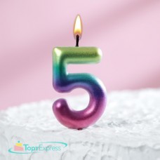 Свеча в торт Акварель цифра 5 120317