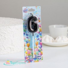 Свеча цифра 6 черная 5х12см 5572750
