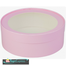Коробка для зефира ТУБУС с окном РОЗОВАЯ 160х70