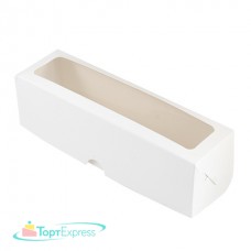 Коробка для макарон 19х5,5х5,5см  белая с окном