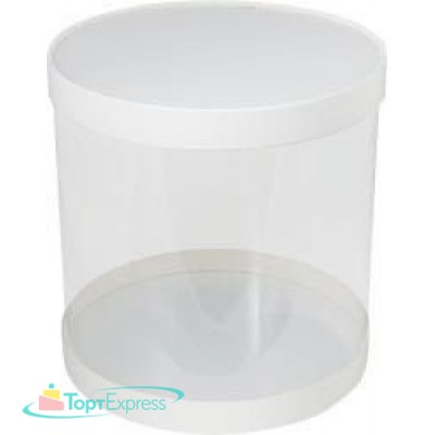 Коробка для торта ТУБУС прозрачная 200х200 (белая)