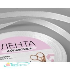 Лента атласная 6мм/белая 001/25м