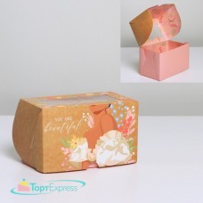 Коробка на 2 капкейка двухсторонняя Ты прекрасна 16×10×10см 7361163