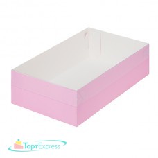 Коробка для зефира, тортов и пирожных с пластиковой крышкой 250х150х70 РОЗОВАЯ