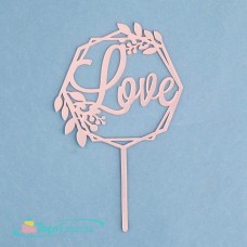 Топпер Love цветочный розовое золото 7003929