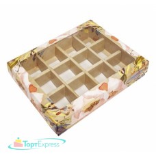 Коробка для 12 конфет Крафт цветы