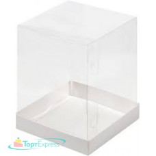 Коробка для торта с прозрачным куполом 150х150х200 (белая)