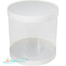 Коробка для торта ТУБУС прозрачная 220х220 (белая)