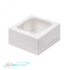 Коробка для бенто-торта с окном 160х160х80 белая