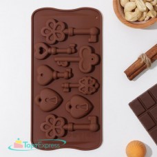 Форма для льда и шоколада Ключики 8 ячеек 21х10,5х1,5см 6032573