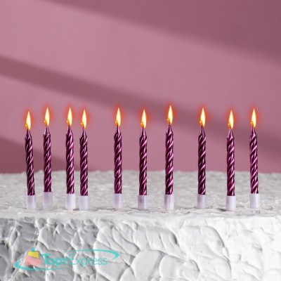 Свечи С Днем рождения металлик 10шт 2919666
