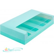 Коробка ТИФФАНИ для эклеров и эскимо с пластиковой крышкой 250х150х50 4 мест