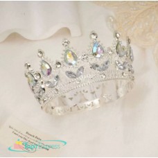 Корона 8,2х4,5см серебро с радужными камнями, металл