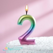 Свеча в торт Акварель цифра 2 120314