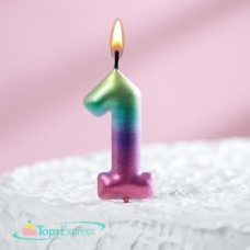 Свеча в торт Акварель цифра 1 120313