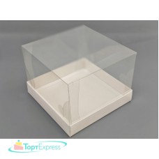 Коробка для торта с прозрачным куполом 140х140х120 (белая)