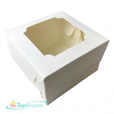 Коробка для бенто-торта с окном 120х120х80 белая