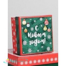 Коробка подарочная Новогодняя 12х12х6,5см 6892236