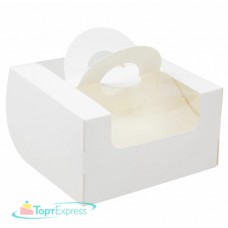 Коробка для бенто-торта с окном 140х140х80 белая