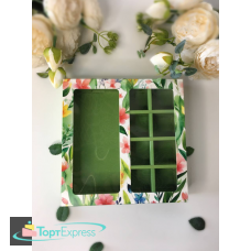 Коробка для 8 конфет + для шок. плитки Цветочное утро