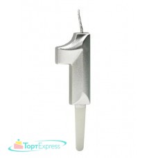 Свеча для торта Цифра 1 серебро, 5см
