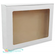 Коробка складная 370х370х80 БЕЛАЯ с окном