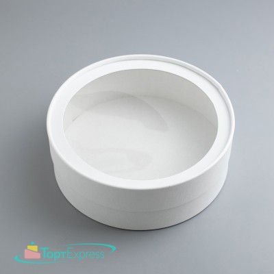 Коробка для зефира ТУБУС с окном белая 160х70