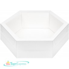Коробка для зефира Шестигранник с пластиковой крышкой 230х230х60 белая