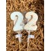 Пряник фигурный расписной в глазури "Цифра 2" голубой принт