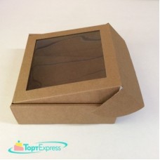 Коробка 300х300х100 с окном крафт