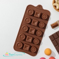 Форма для льда и шоколада Кружочки, квадратики 15 ячеек 3624970