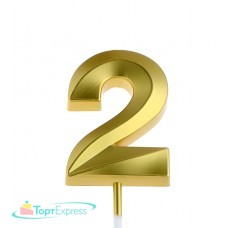 Свеча цифра 2 Грань 7см золото